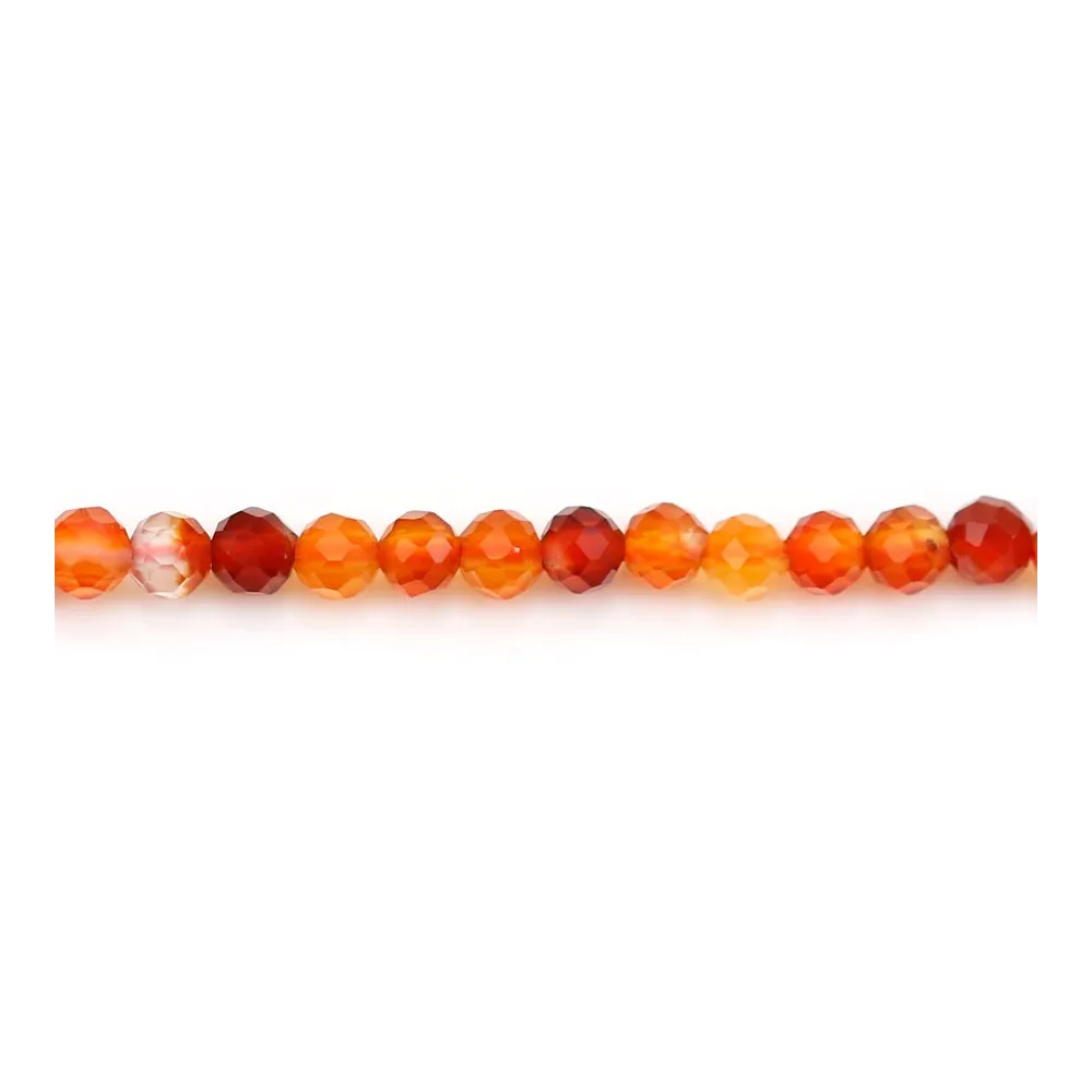 Cornaline de couleur orange, de forme ronde facetté, 3mm x 38cm