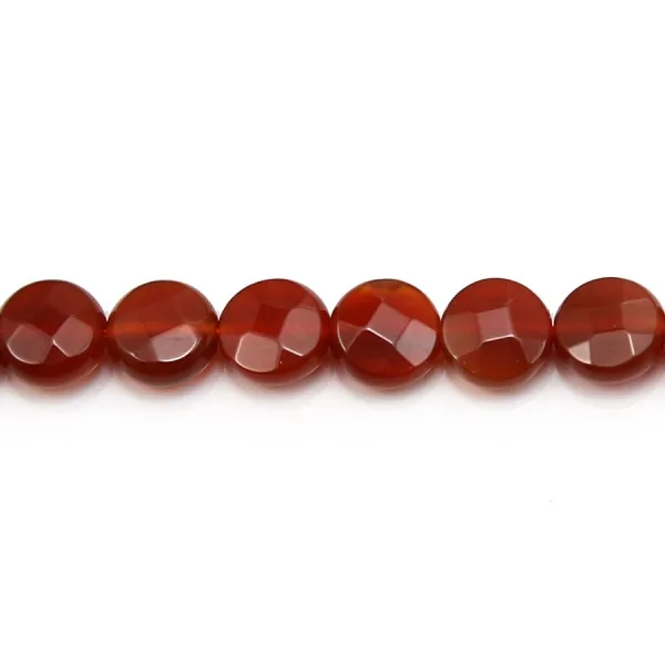 Cornaline ronde plate facette 8mm x 4pcs