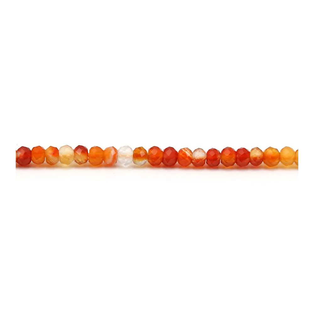 Cornaline orange en forme de rondelle facetté, de taille 2x3mm x 39cm