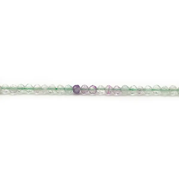 Fluorite multicolorida, facetada redonda, 2,5 mm x 39 cm