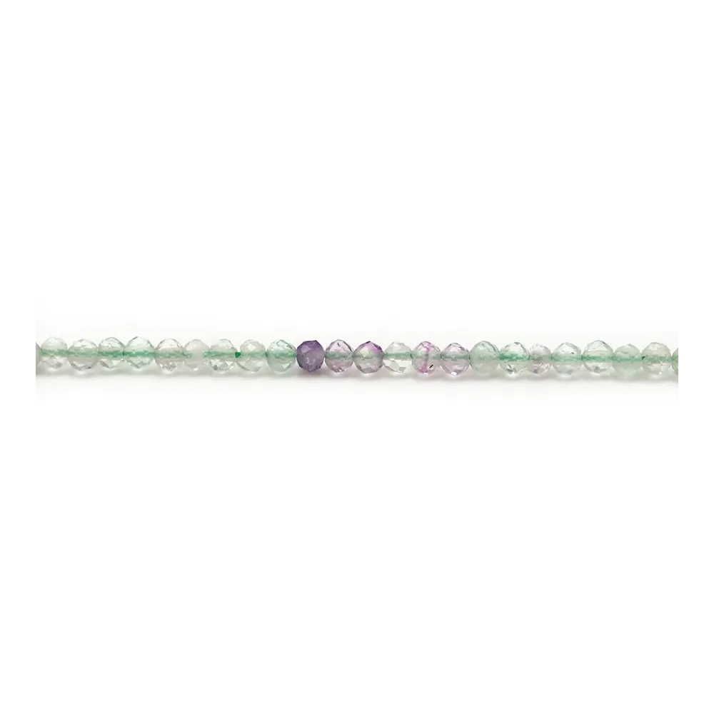 Fluorite multicolore, de forme ronde facetté, 2mm x 39cm