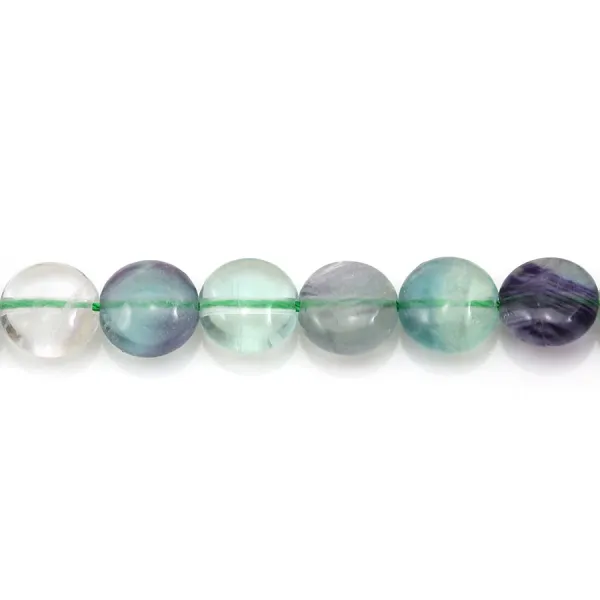 Fluorite de forme ronde plate 8mm x 40cm