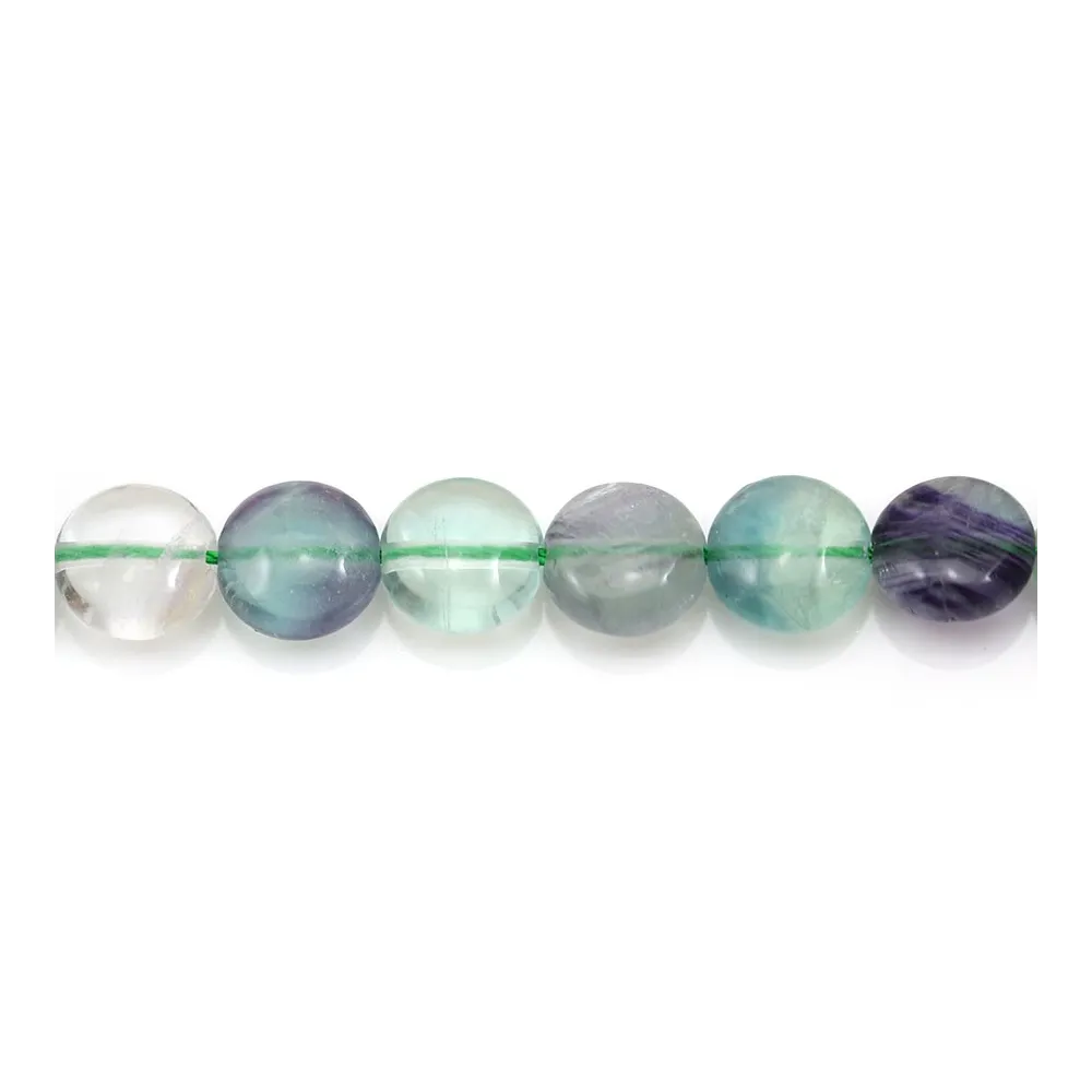 Fluorite de forme ronde plate 8mm x 40cm