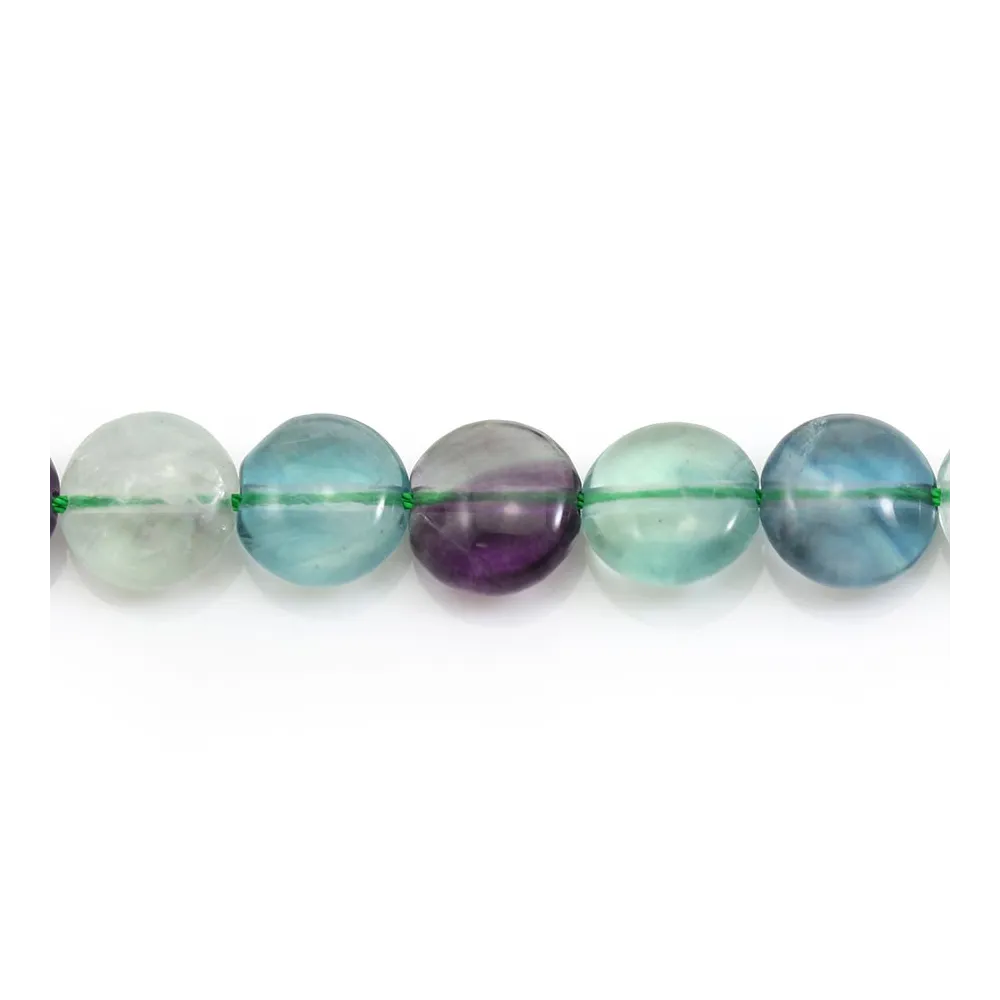 Fluorite de forme ronde plate 10mm x 4pcs
