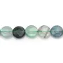 Fluorite de forme ronde plate facette 10mm x 40 cm