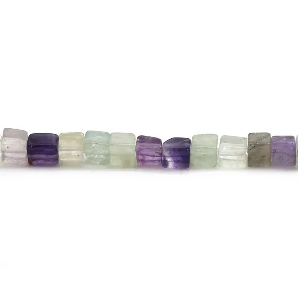 Fluorite multicolor, in the shape of square, 4mm x 40cm