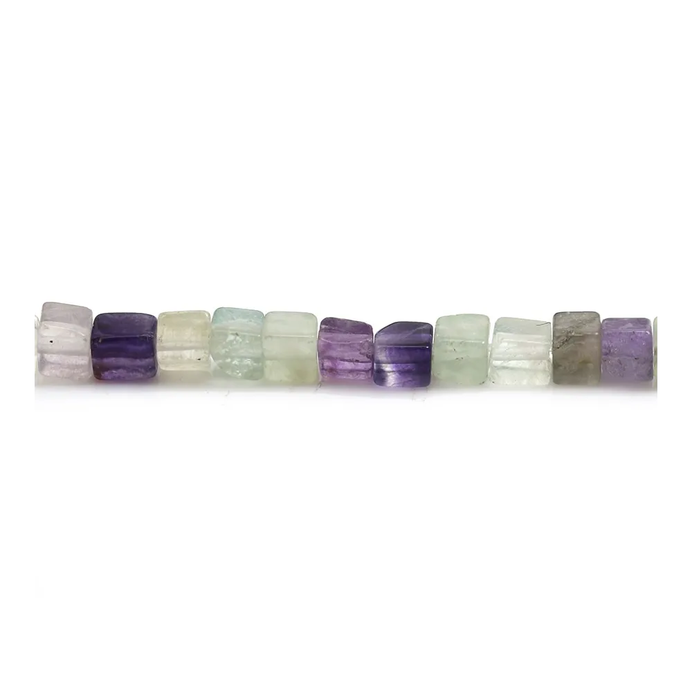 Fluorite multicolore, en forme de carré, 4mm x 40cm