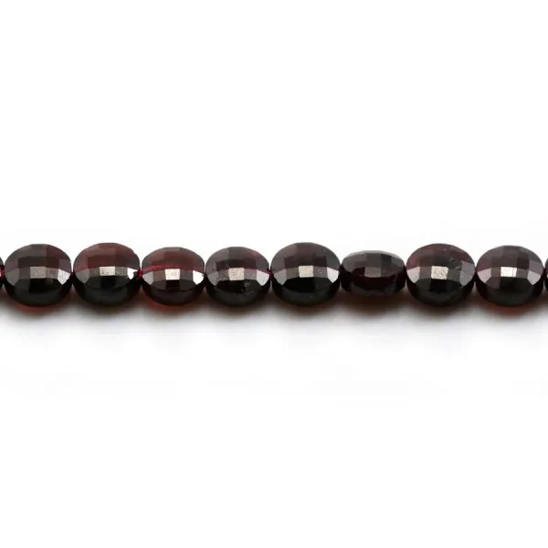 Grenat rond plat facette 6mm x 6pcs