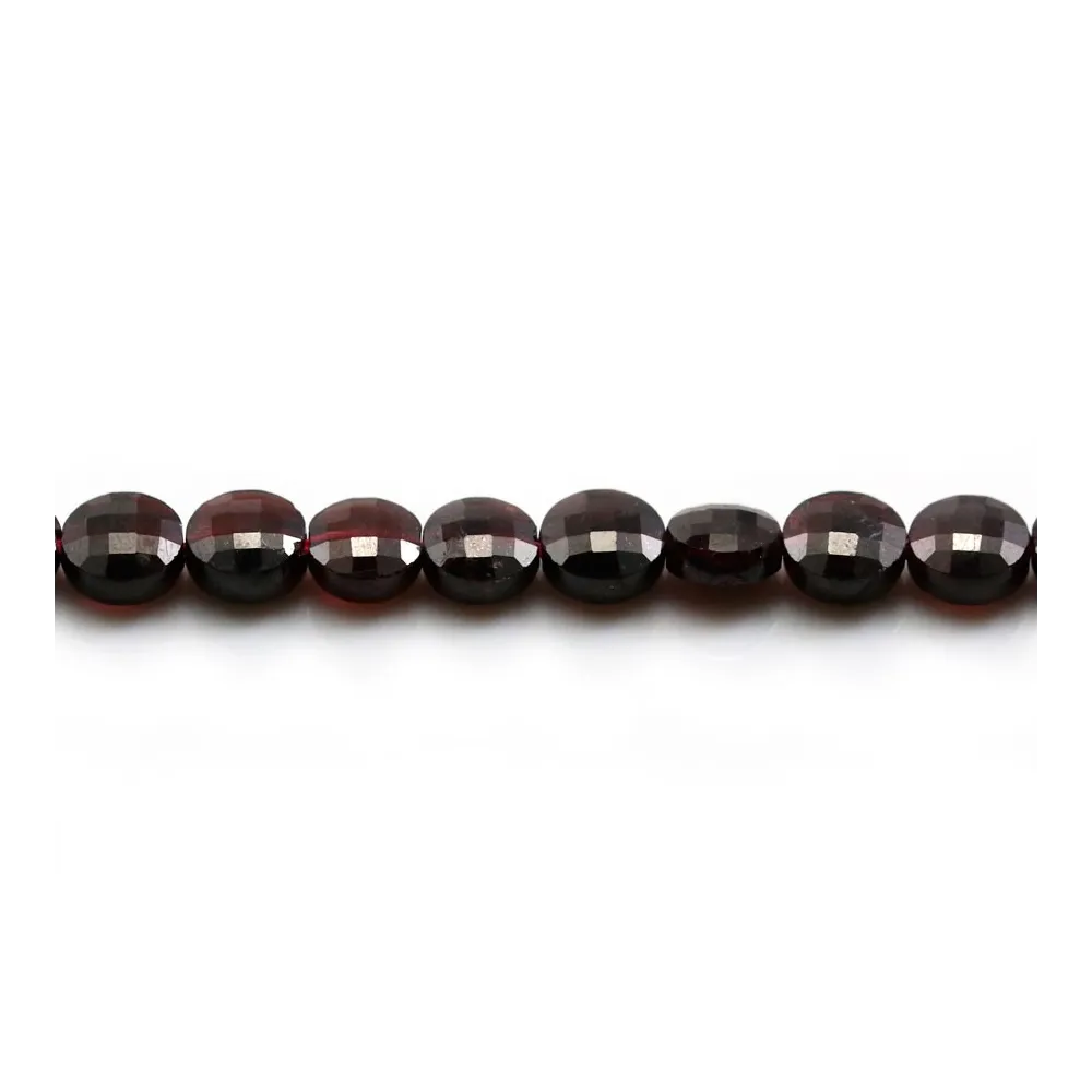 Grenat rond plat facette 6mm x 6pcs