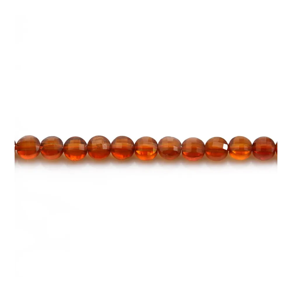 Hessonite rond plat  facette 4mm x 40cm
