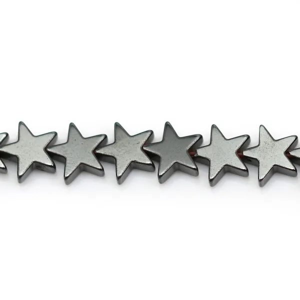 Hematite, em forma de estrela, 8mm x 40cm