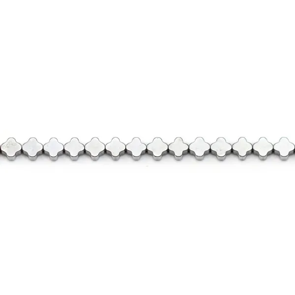 Hématite de couleur argenté, en forme de trèfle, 4mm x 20pcs