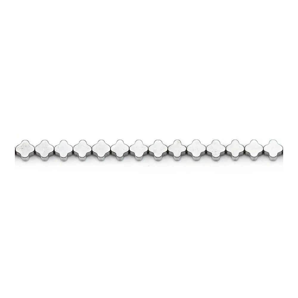 Hématite de couleur argenté, en forme de trèfle, 4mm x 20pcs