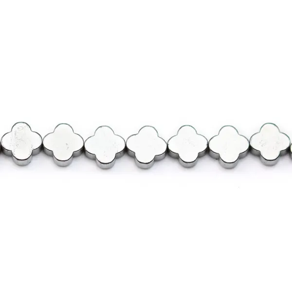 Prata hematita, forma de trevo, 8mm x 40cm