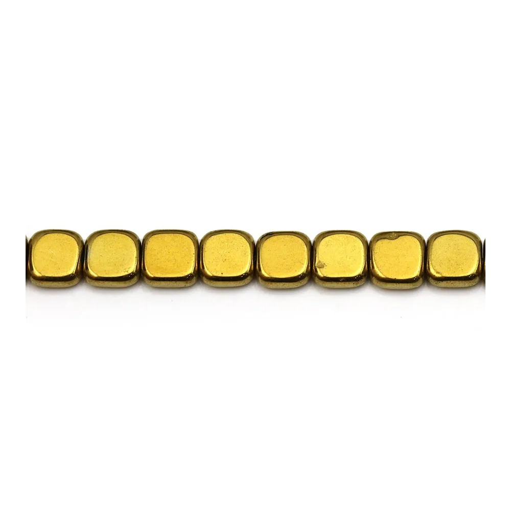 Hematite golden in square shape, measuring 6mm x 40cm
