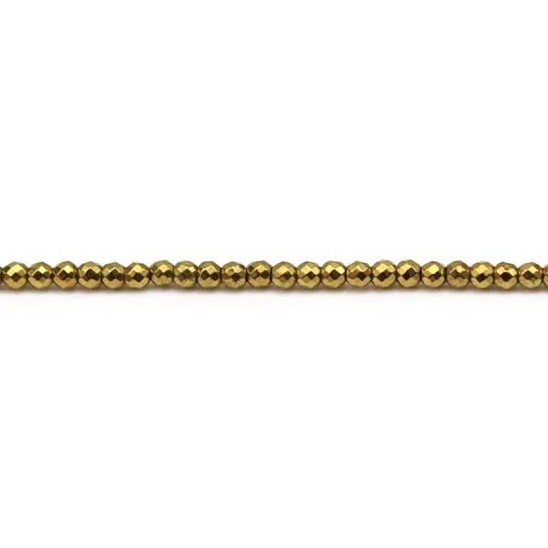 Hématite dorée ronde facette 2mm x 40cm
