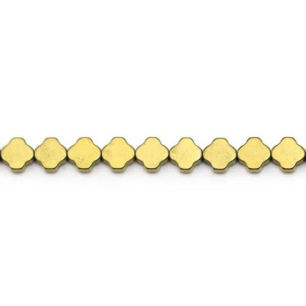 Ouro hematita, forma de trevo, 6mm x 40cm