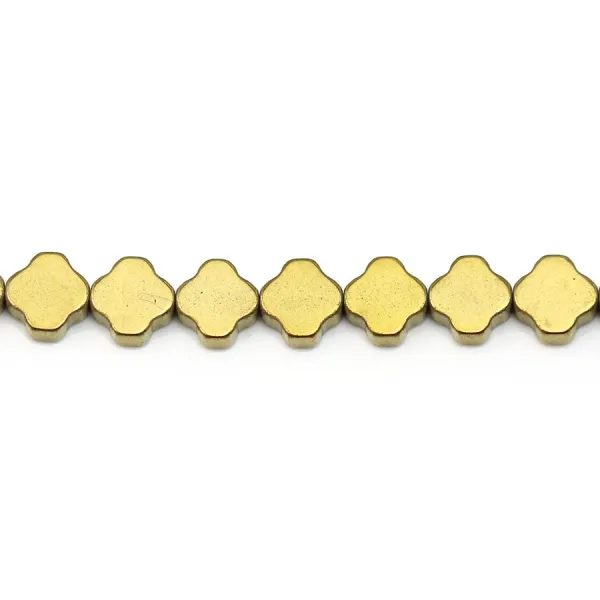 Hématite doré trèfle 8mm x 40cm