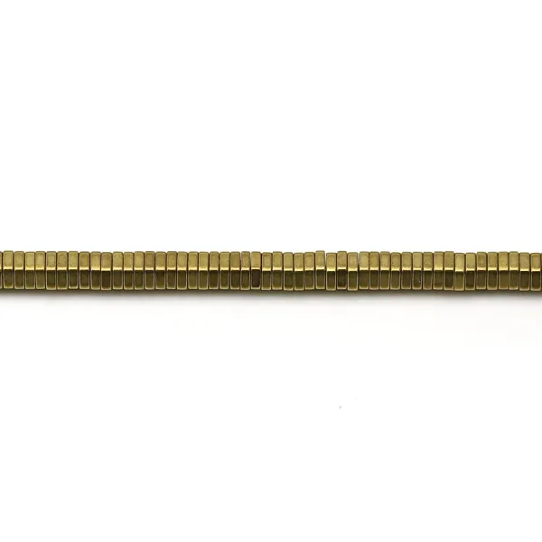 Hématite doré, en forme d'écrou de taille 4x1mm x 40cm