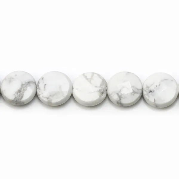 Howlite, de forme ronde facetté et plate, 10mm x 4pcs