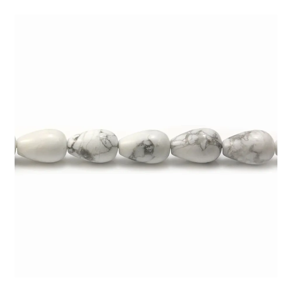 Howlite, en forme de goutte ronde lisse, 8 * 12mm x 4pcs