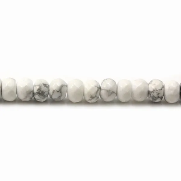 Howlite, en forme de rondelle facetté, 4 * 6mm x 6pcs