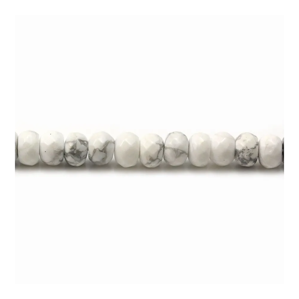 Howlite, en forme de rondelle facetté, 4 * 6mm x 6pcs