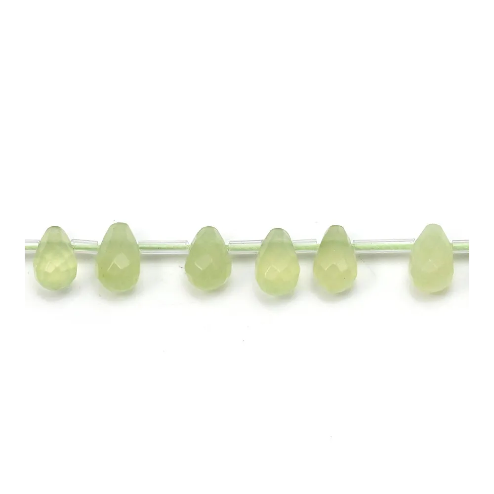 Jade jadeite, en forme de goutte facetté, 6x9mm x 4pcs