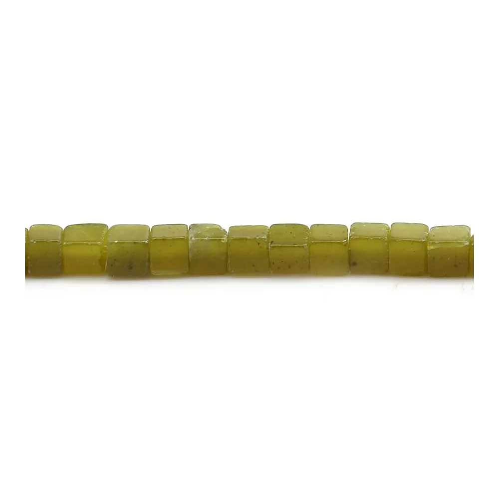 Jade coréen jaune vert, en forme de cube, 4mm x 39cm
