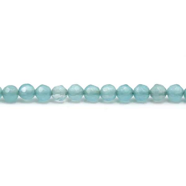 Jade Teinté bleu ciel rond facette 4mm x 40cm