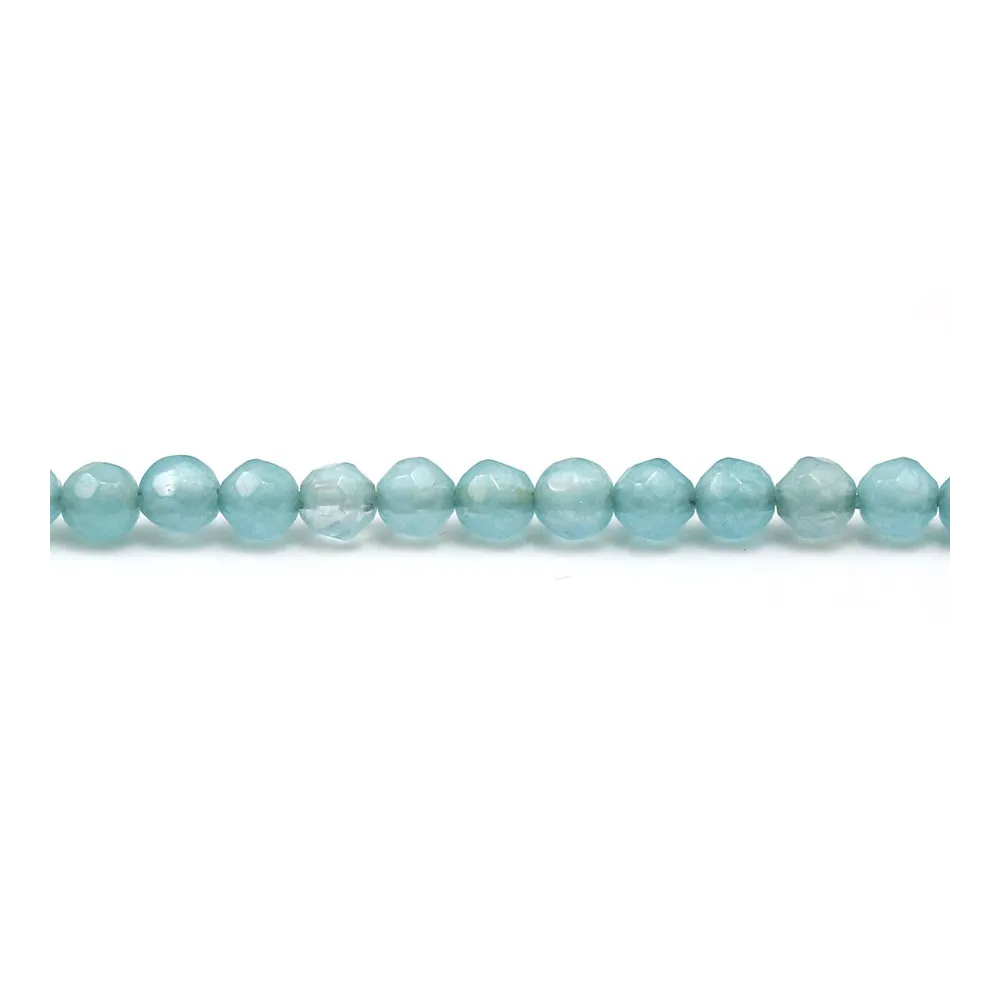 Jade Teinté bleu ciel rond facette 4mm x 40cm