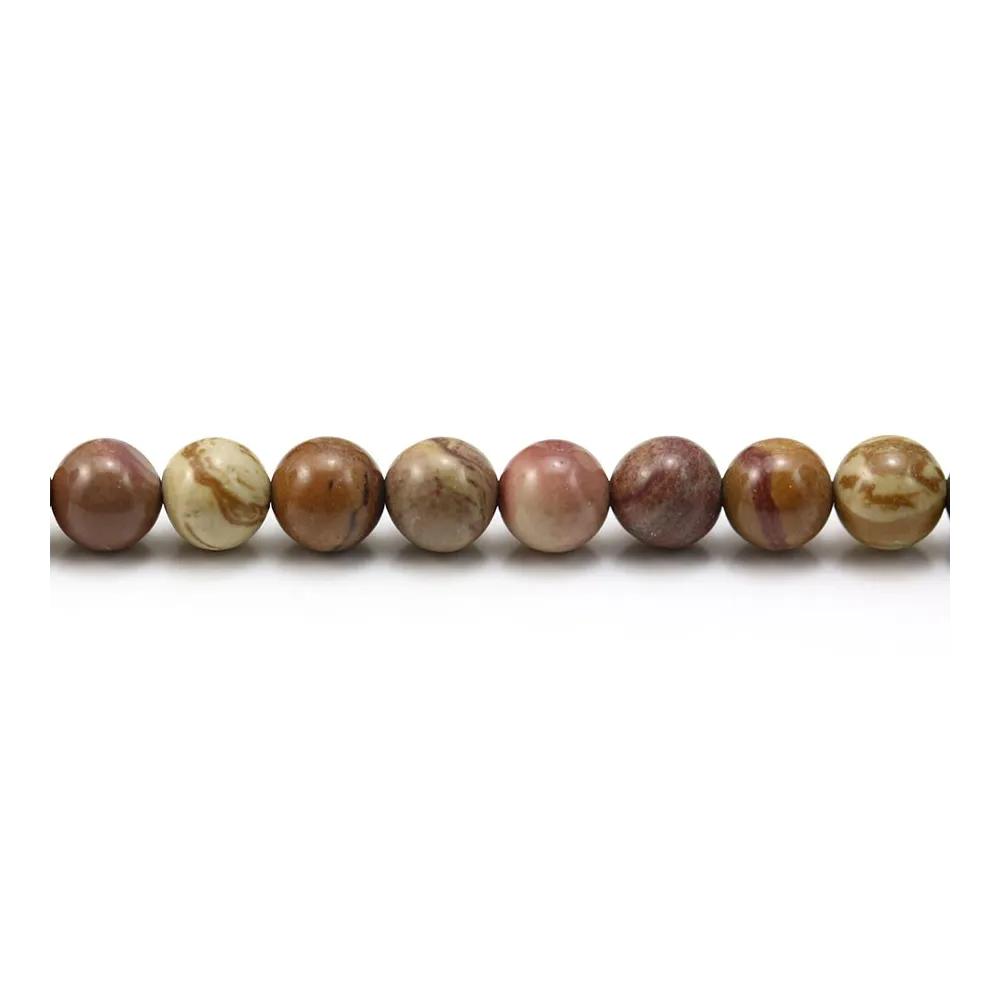 Jaspe mookaite multicolore, de forme ronde, 6mm x 40cm