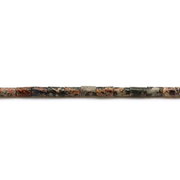 Jaspe peau de léopard rouge, en forme de tube 2x4mm x 40cm