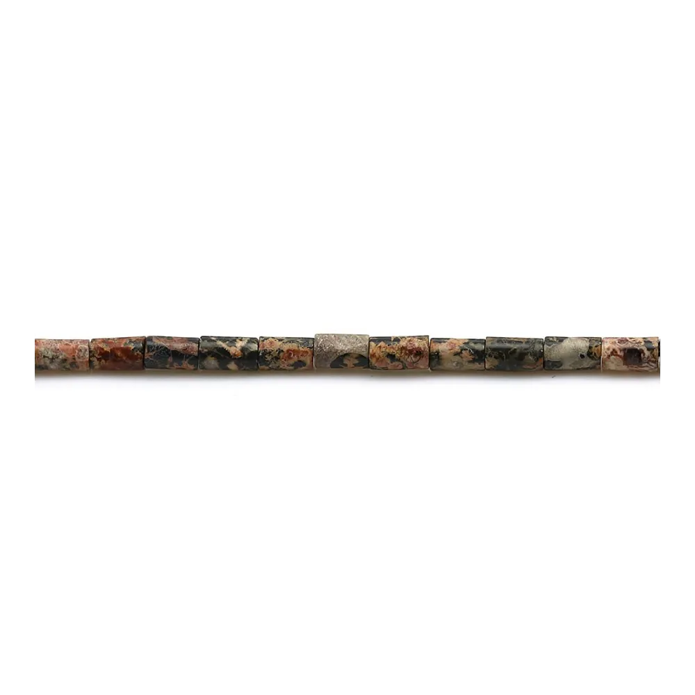 Jaspe peau de léopard rouge, en forme de tube 2x4mm x 40cm
