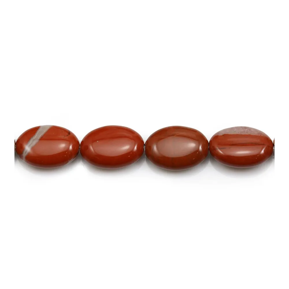 Jaspe de couleur rouge, de forme ovale, 10x14mm x 40cm