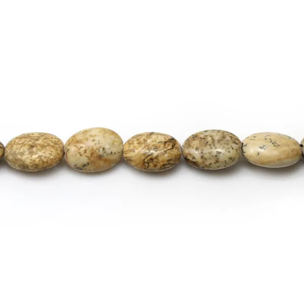 Jaspe paysage, de forme ovale, 10 * 14mm x 4pcs