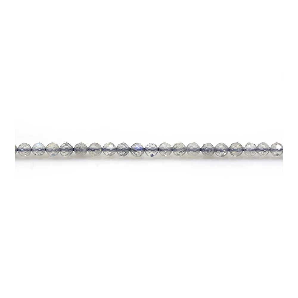 Labradorite grise, de forme ronde facetté, 2.5mm x 40cm