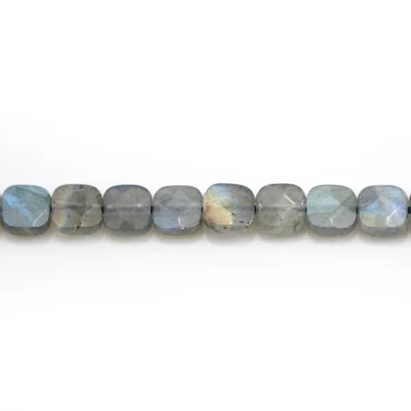 Labradorite grise en forme de carré facetté 6mm x 4 pcs