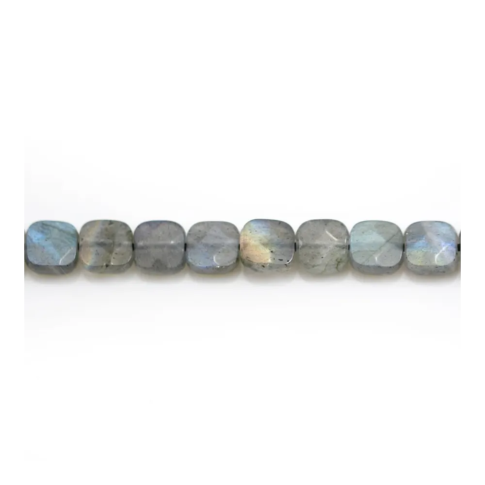Labradorite grise en forme de carré facetté 6mm x 4 pcs