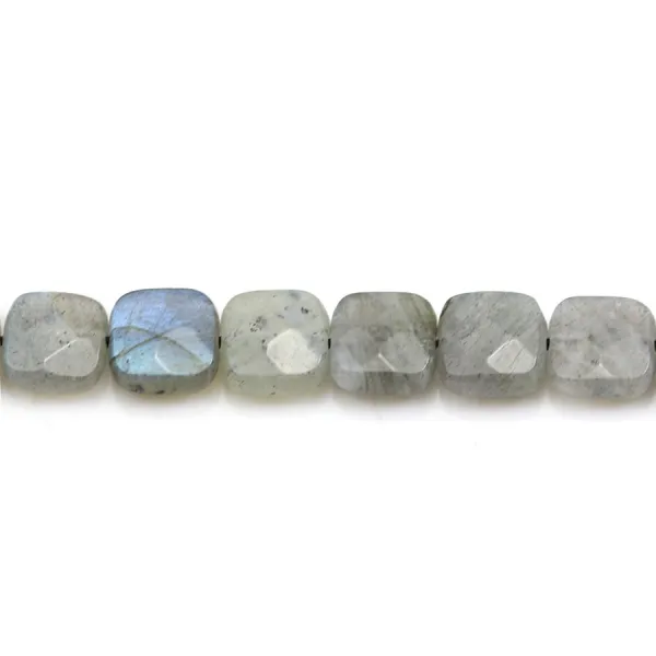 Labradorite grey, in a faceted squared shaped, 8mm x 4pcs