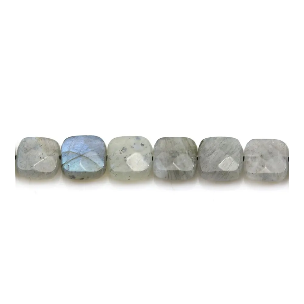 Labradorite grise, en forme de carré facetté, 8mm x 4pcs