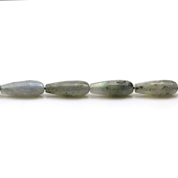 Labradorit grau, tropfenförmig facettiert, 6x16mm x 38cm