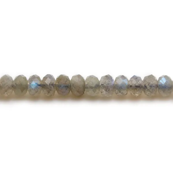 Labradorite redonda facetada 4x6 mm x 38cm