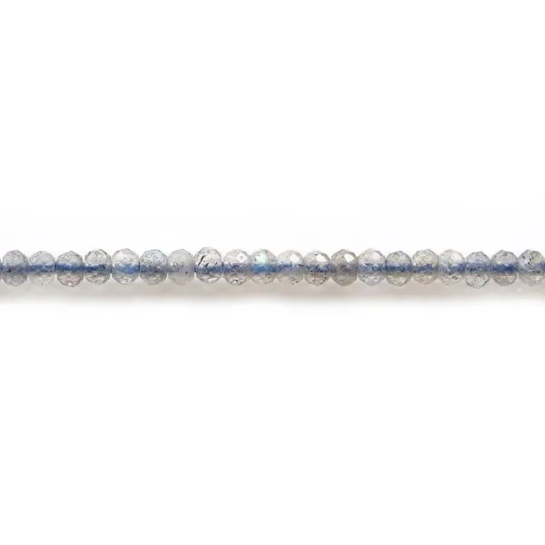 Labradorita gris, redonda facetada, 1,5x2mm x 39cm