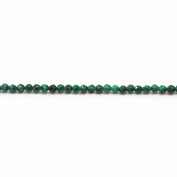 Malachite, de forme ronde et facetté, 2mm x 38cm