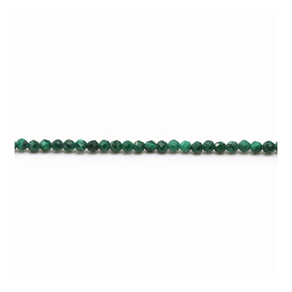 Malachite, de forme ronde et facetté, 2mm x 38cm