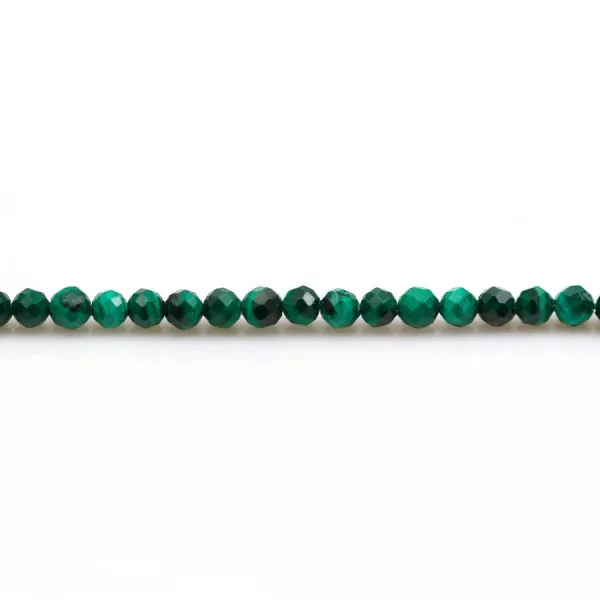 Malaquita redonda facetada 3mm x 39cm