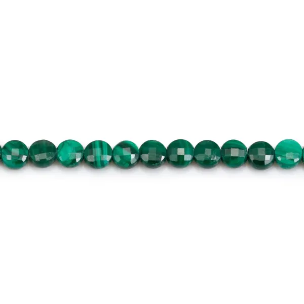 Malachite, de forme ronde plate facetté, 4mm x 40cm