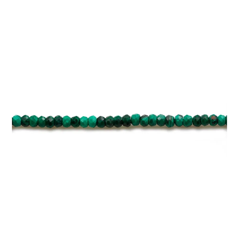 Malachite, de forme rondelle et facetté, 1.5x2mm x 39cm