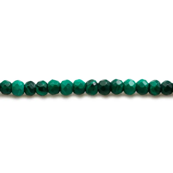 Malachite, de forme rondelle et facetté, 2.5x3mm x 39cm